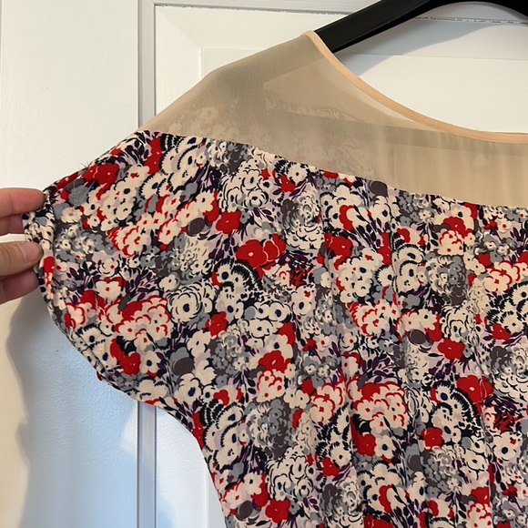 BCBG Generation Floral Mini Dress with Sheer shoulders and back panel - Picture 2 of 6